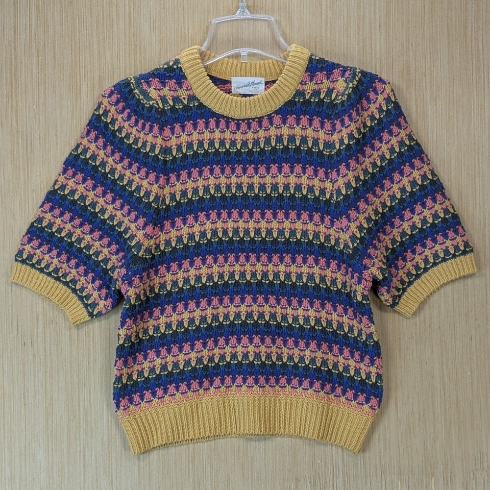Womens‎ Rainbow Boho Retro Twee Geometric Knit Sweater Funky Colorful Grandma
